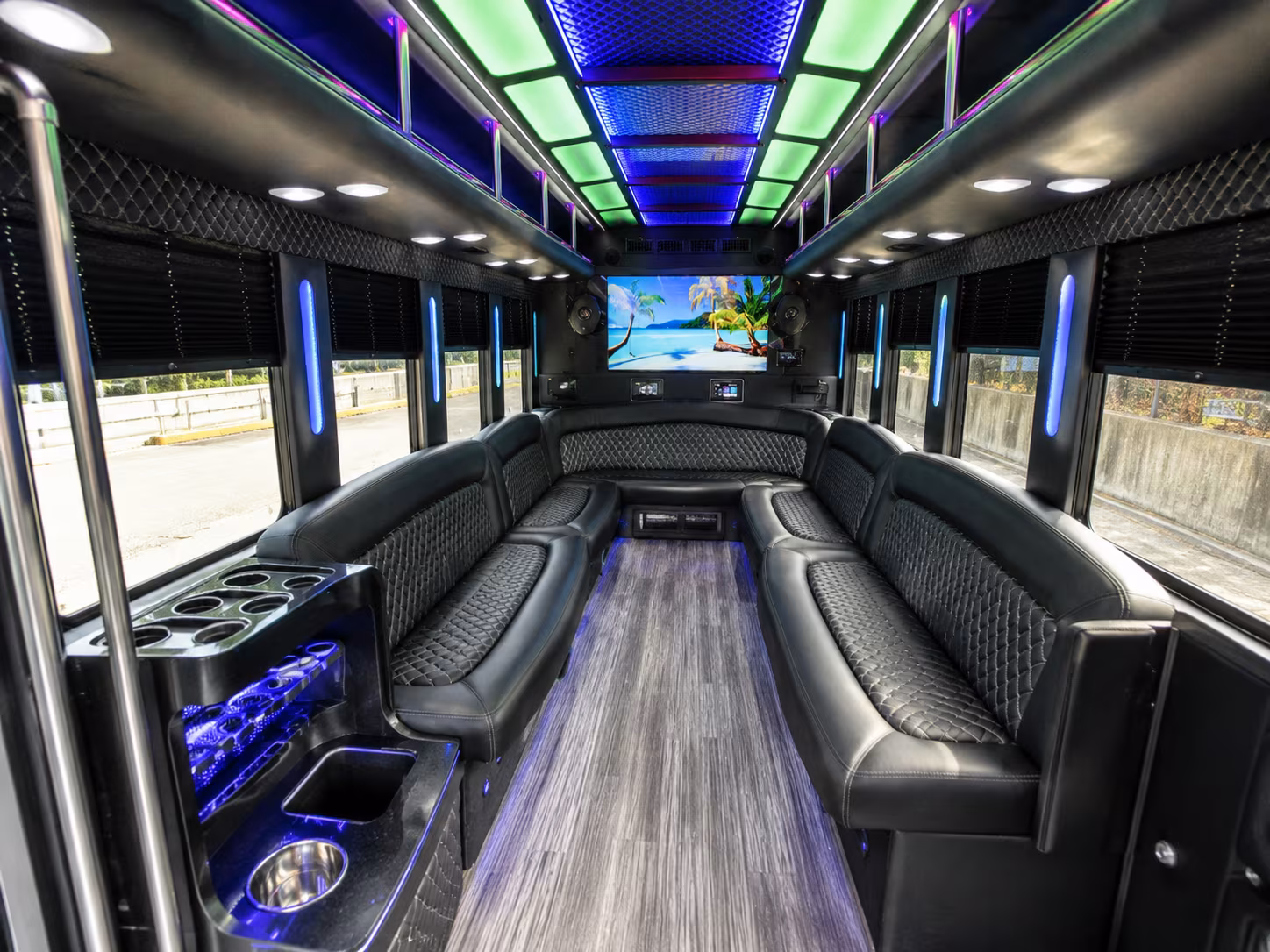 monterey park 18 passenger party bus inside