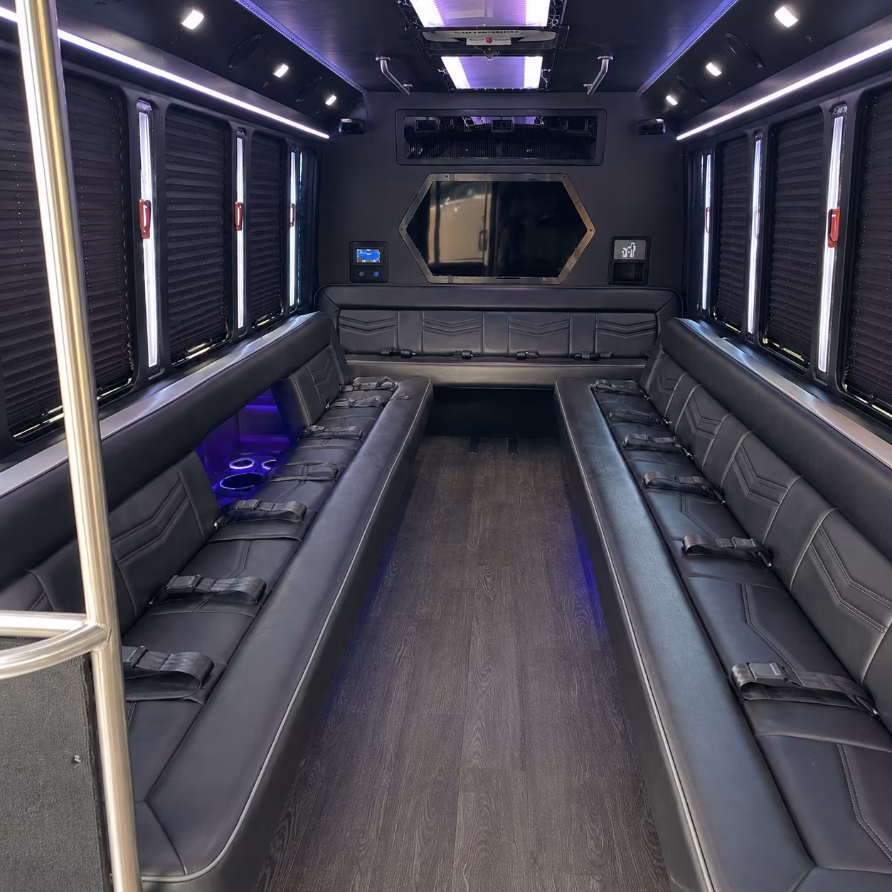 monterey park 18 passenger party bus interior