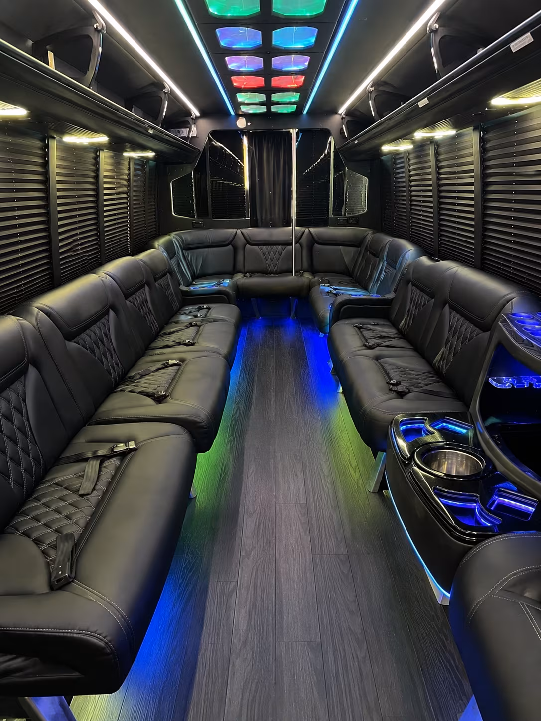 monterey park 20 passenger party bus interior