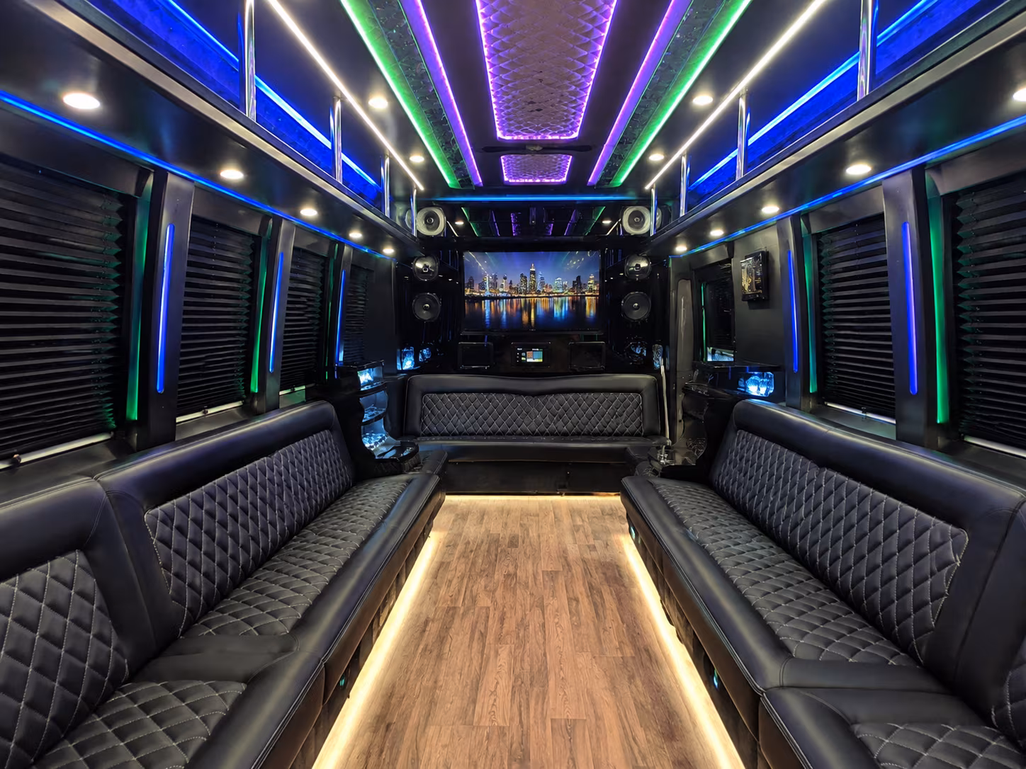 monterey park 25 passenger party bus interior