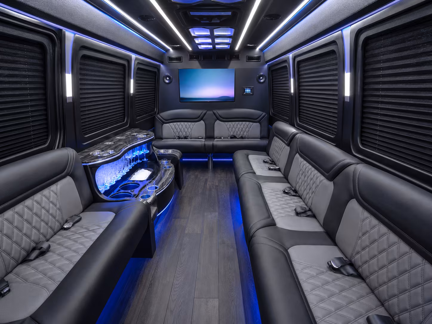monterey park 28 passenger party bus interior